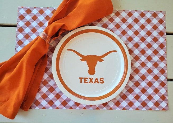 Burnt Orange Gingham Paper Placemat