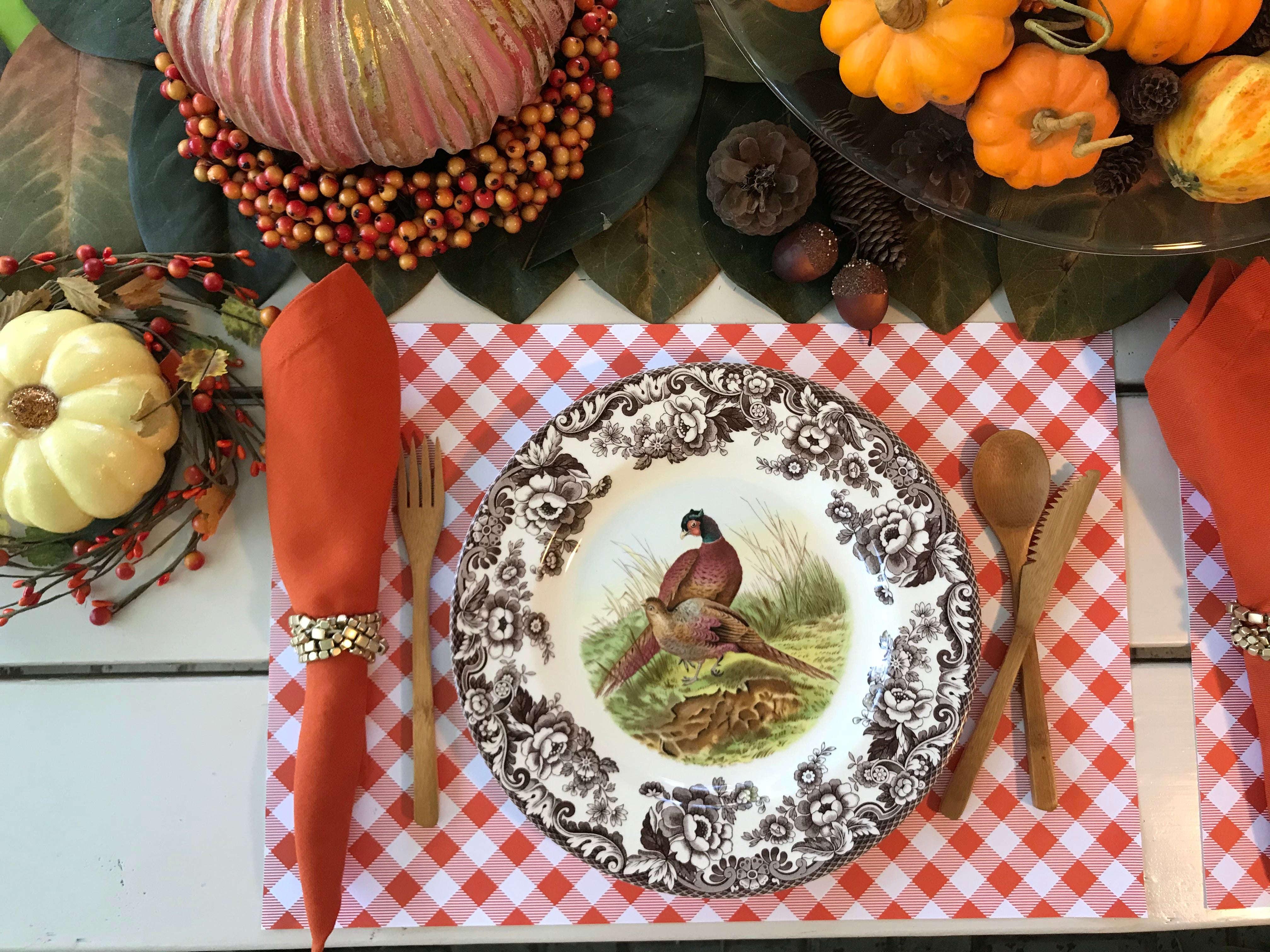 Orange Gingham Placemats