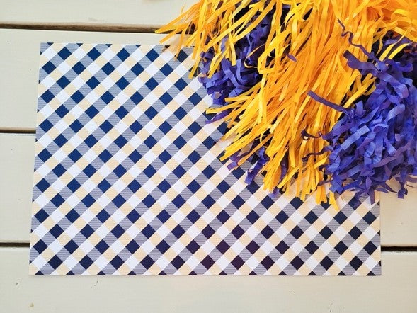 Blue & Gold Gingham Paper Placemat