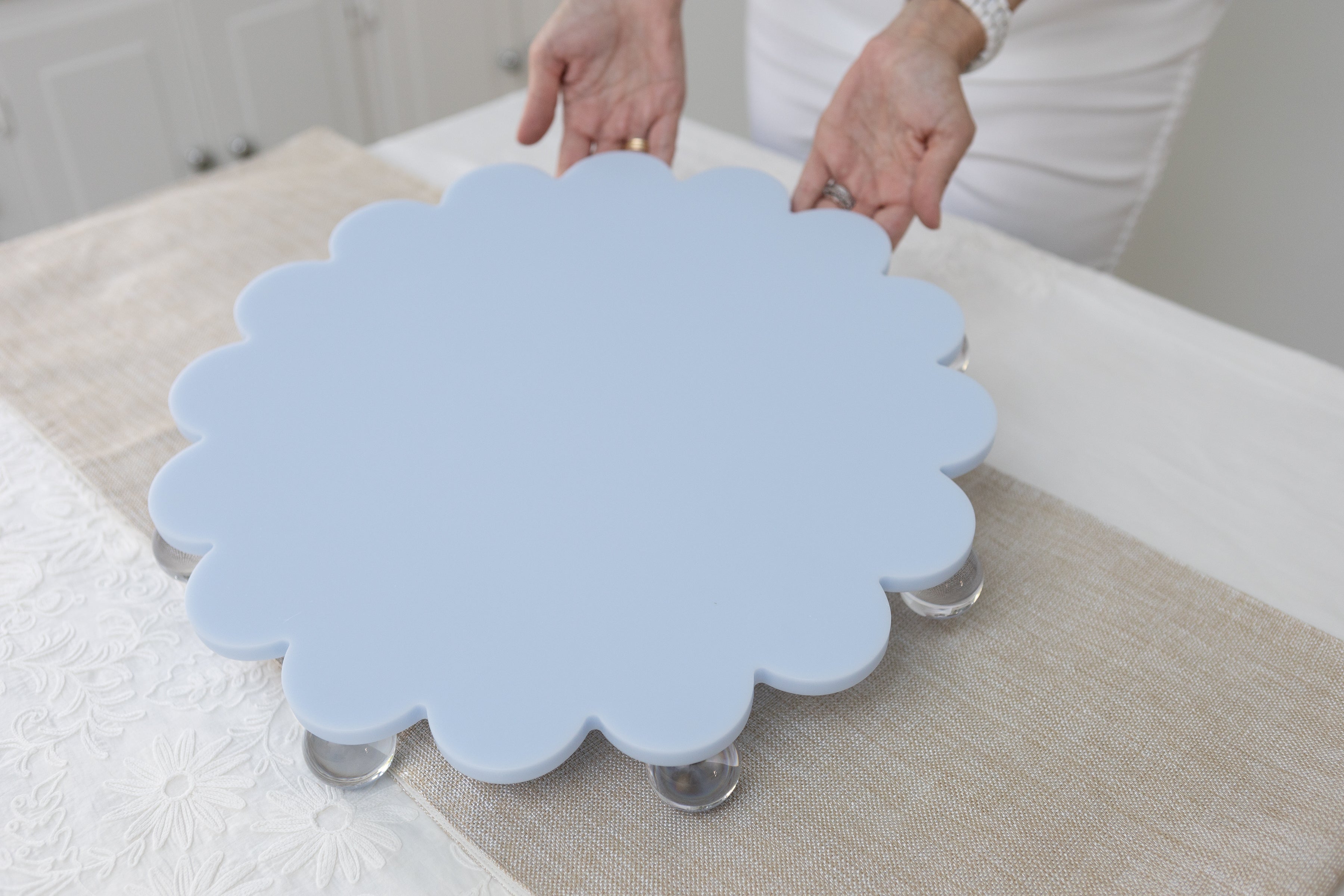 Ice Blue Round Serving Tray